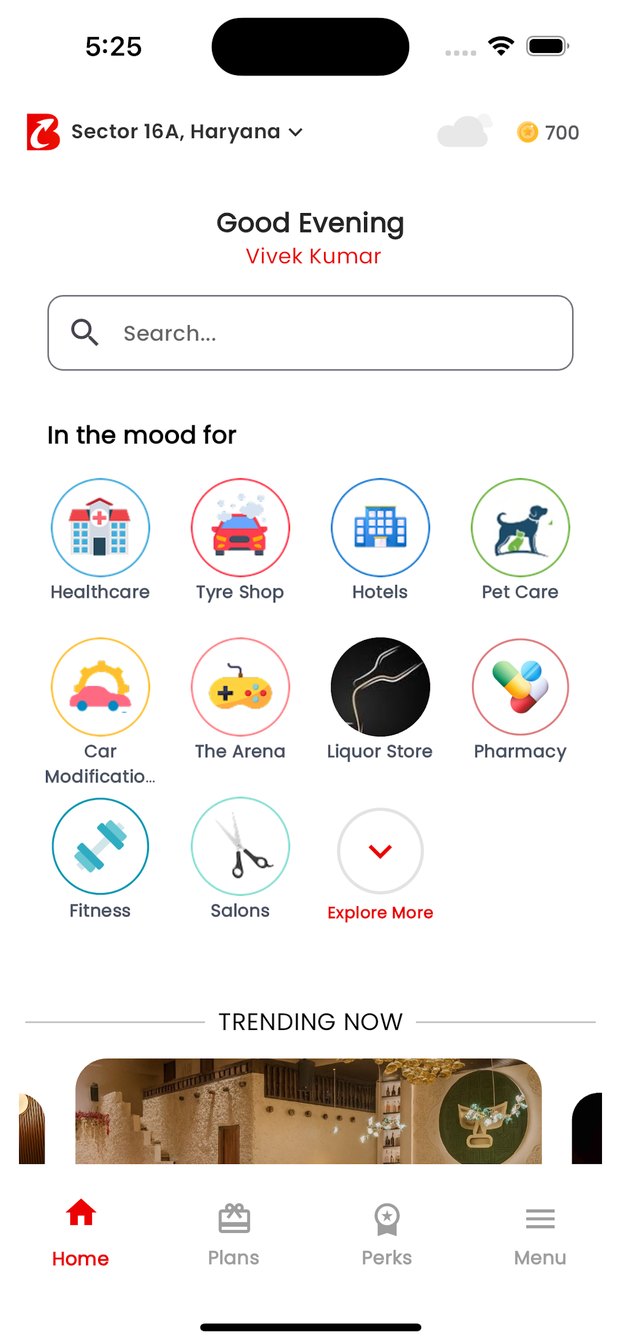 Benefittz app: Location-aware home