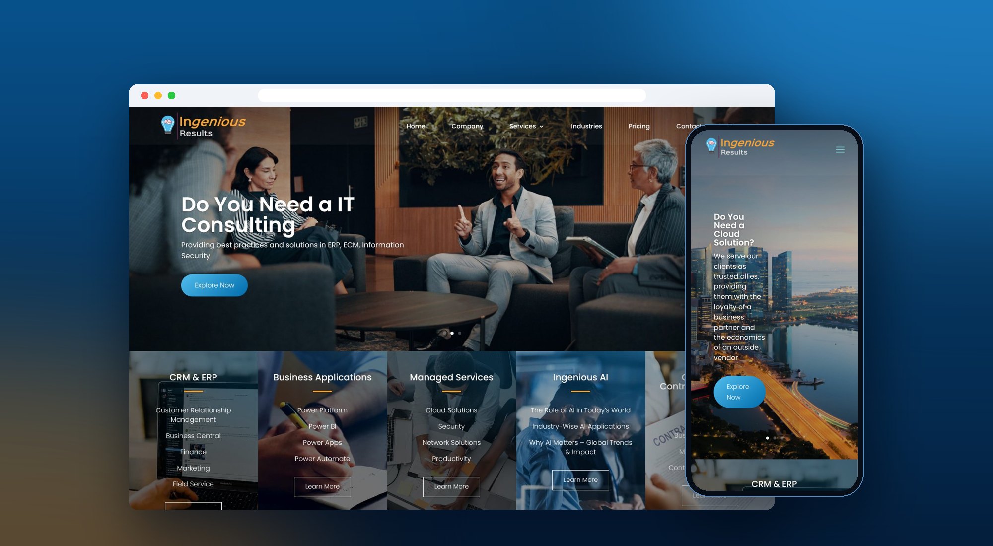 Ingenious Results: website and app overview