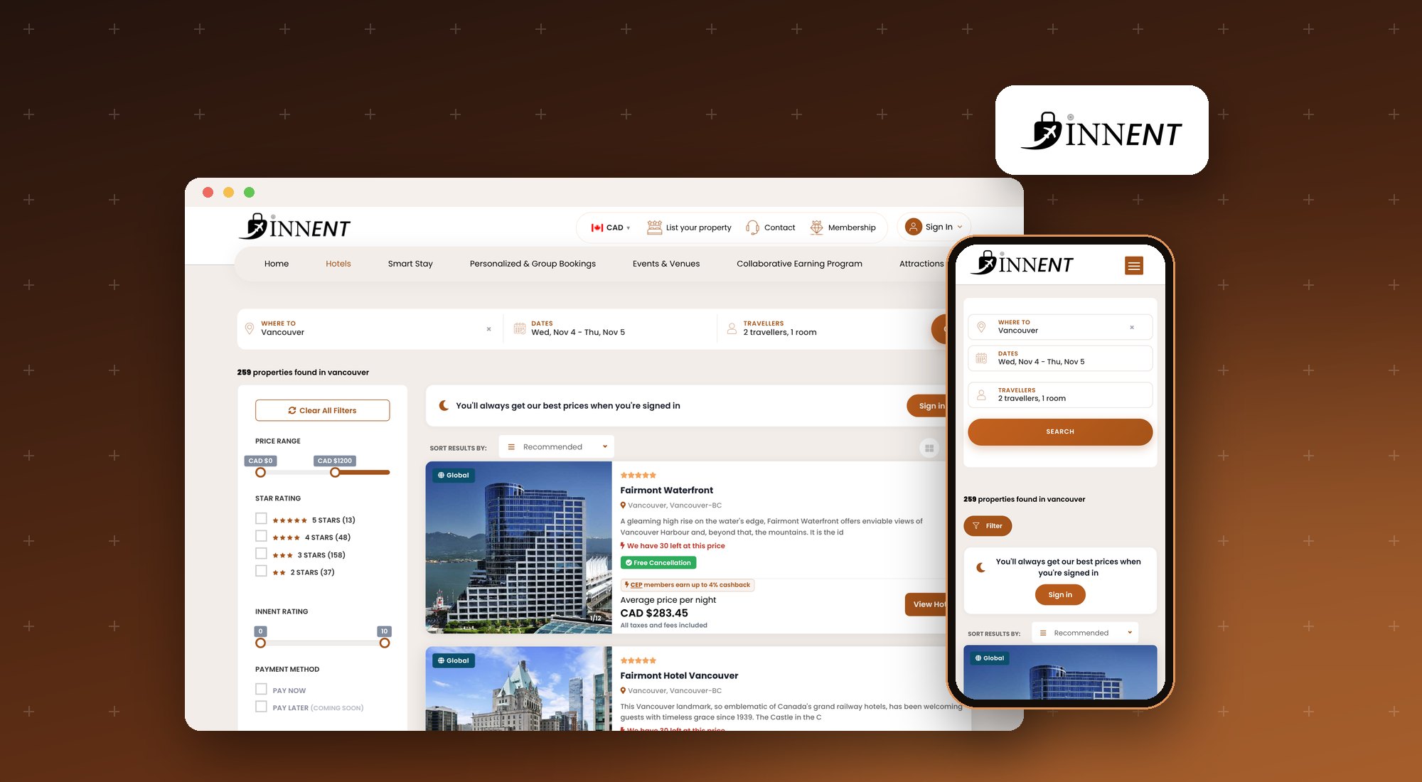 Innent: website and app overview