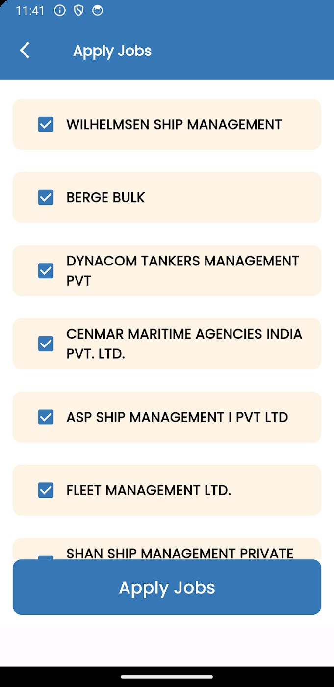 Seajob app: Apply in bulk
